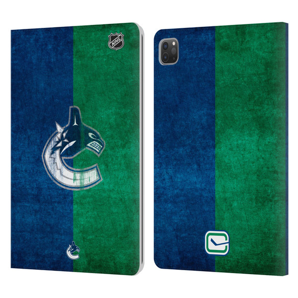 NHL Vancouver Canucks Half Distressed Leather Book Wallet Case Cover For Apple iPad Pro 11 2020 / 2021 / 2022