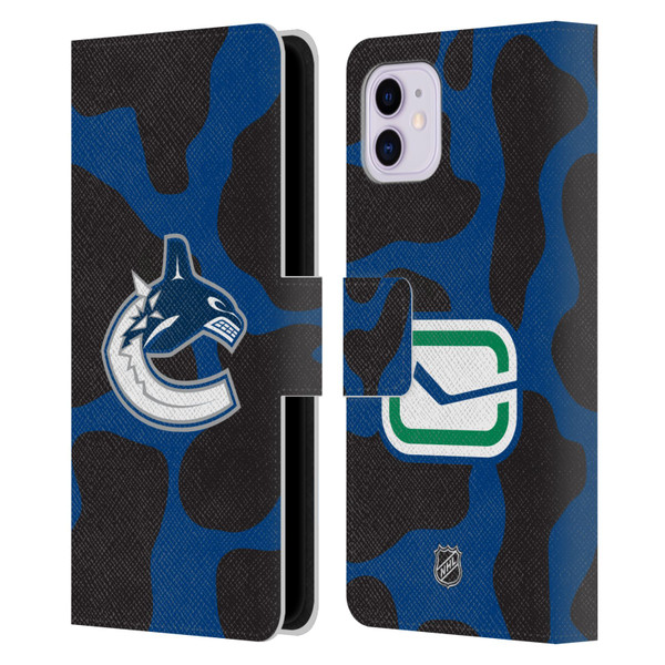 NHL Vancouver Canucks Cow Pattern Leather Book Wallet Case Cover For Apple iPhone 11