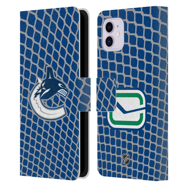 NHL Vancouver Canucks Net Pattern Leather Book Wallet Case Cover For Apple iPhone 11