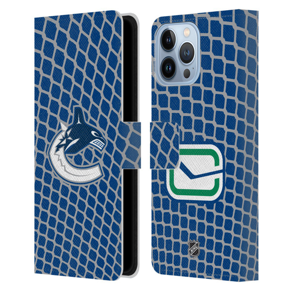 NHL Vancouver Canucks Net Pattern Leather Book Wallet Case Cover For Apple iPhone 13 Pro Max
