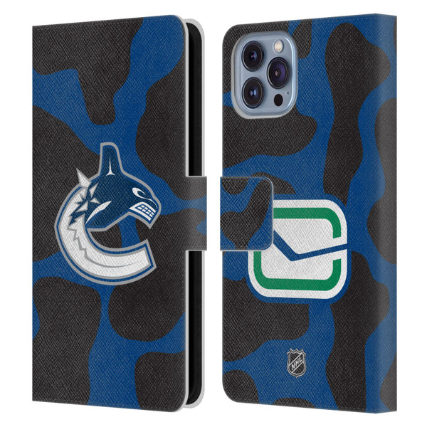 NHL Vancouver Canucks Cow Pattern Leather Book Wallet Case Cover For Apple iPhone 14