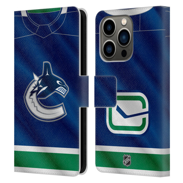 NHL Vancouver Canucks Jersey Leather Book Wallet Case Cover For Apple iPhone 14 Pro