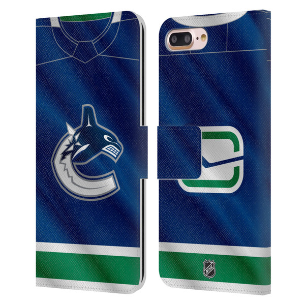 NHL Vancouver Canucks Jersey Leather Book Wallet Case Cover For Apple iPhone 7 Plus / iPhone 8 Plus