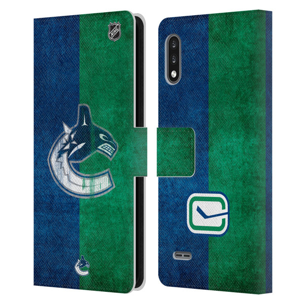 NHL Vancouver Canucks Half Distressed Leather Book Wallet Case Cover For LG K22