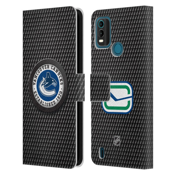 NHL Vancouver Canucks Puck Texture Leather Book Wallet Case Cover For Nokia G11 Plus