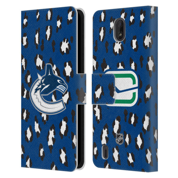 NHL Vancouver Canucks Leopard Patten Leather Book Wallet Case Cover For Nokia C01 Plus/C1 2nd Edition