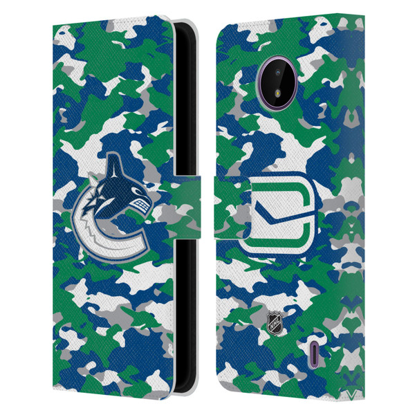 NHL Vancouver Canucks Camouflage Leather Book Wallet Case Cover For Nokia C10 / C20