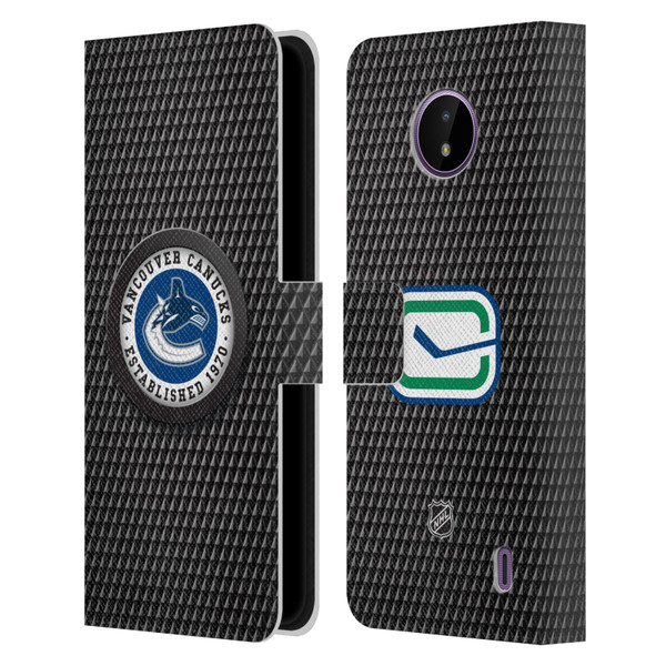 NHL Vancouver Canucks Puck Texture Leather Book Wallet Case Cover For Nokia C10 / C20