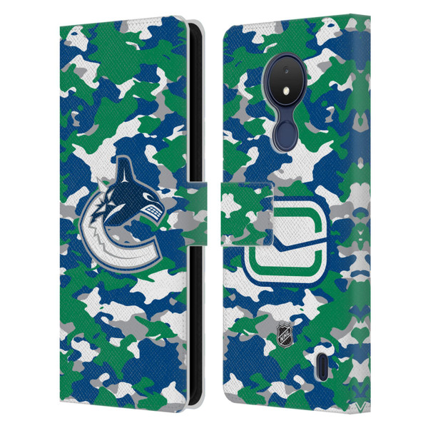 NHL Vancouver Canucks Camouflage Leather Book Wallet Case Cover For Nokia C21