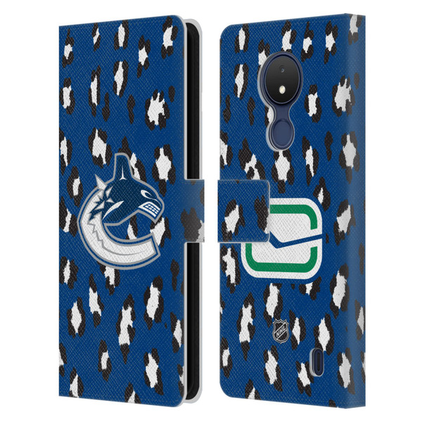 NHL Vancouver Canucks Leopard Patten Leather Book Wallet Case Cover For Nokia C21