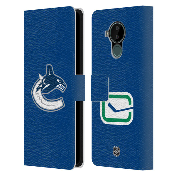 NHL Vancouver Canucks Plain Leather Book Wallet Case Cover For Nokia C30