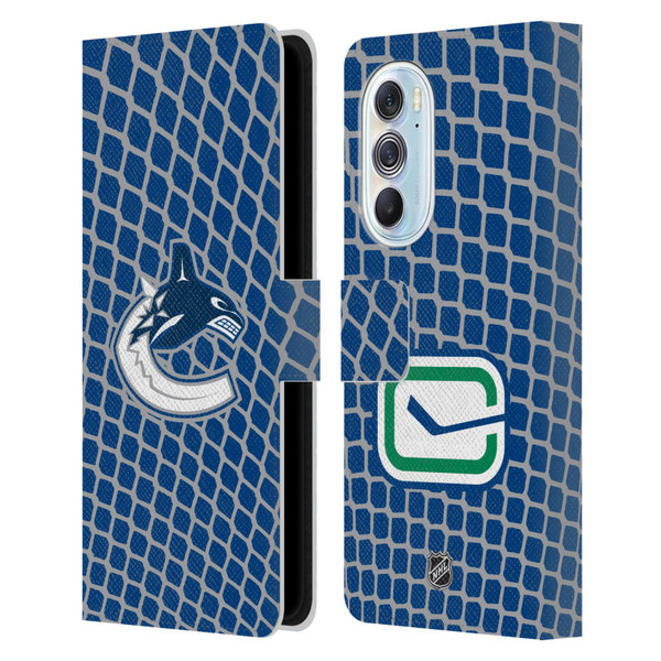 NHL Vancouver Canucks Net Pattern Leather Book Wallet Case Cover For Motorola Edge X30