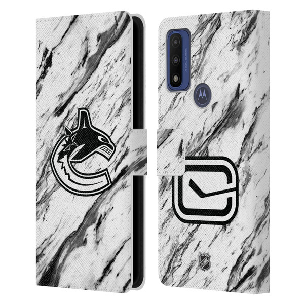 NHL Vancouver Canucks Marble Leather Book Wallet Case Cover For Motorola G Pure
