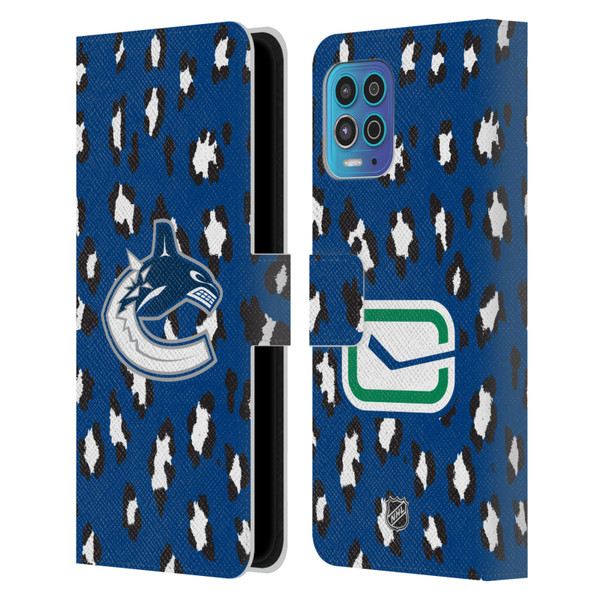 NHL Vancouver Canucks Leopard Patten Leather Book Wallet Case Cover For Motorola Moto G100