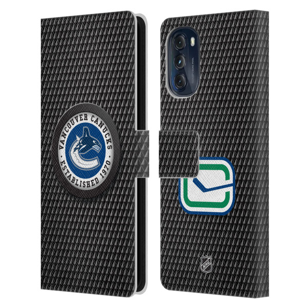 NHL Vancouver Canucks Puck Texture Leather Book Wallet Case Cover For Motorola Moto G (2022)