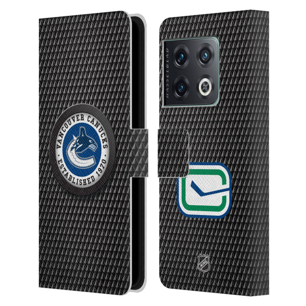 NHL Vancouver Canucks Puck Texture Leather Book Wallet Case Cover For OnePlus 10 Pro