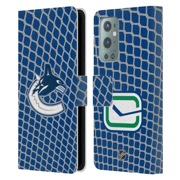 NHL Vancouver Canucks Net Pattern Leather Book Wallet Case Cover For OnePlus 9