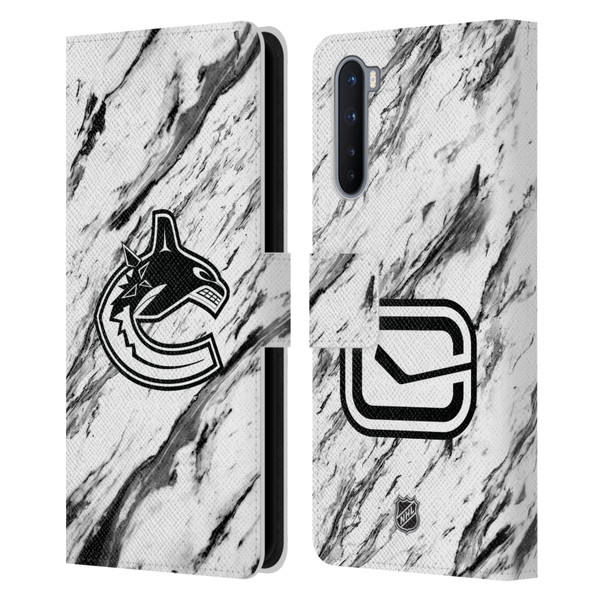 NHL Vancouver Canucks Marble Leather Book Wallet Case Cover For OnePlus Nord 5G