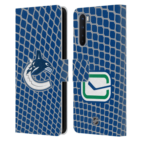 NHL Vancouver Canucks Net Pattern Leather Book Wallet Case Cover For OnePlus Nord 5G