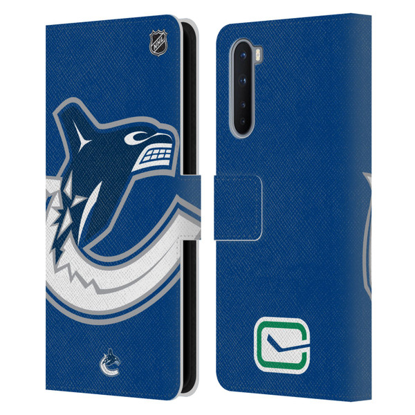 NHL Vancouver Canucks Oversized Leather Book Wallet Case Cover For OnePlus Nord 5G