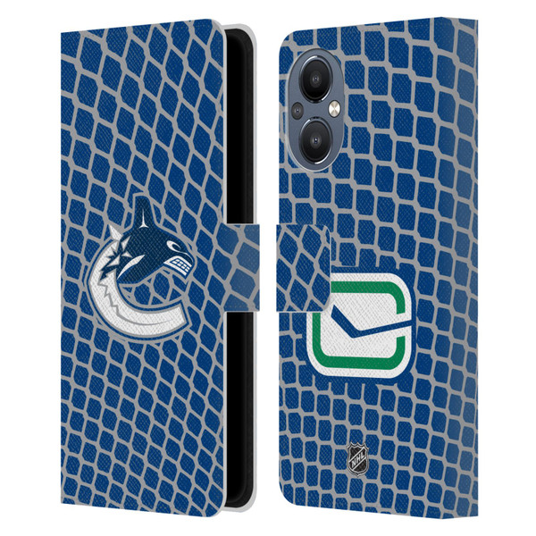 NHL Vancouver Canucks Net Pattern Leather Book Wallet Case Cover For OnePlus Nord N20 5G