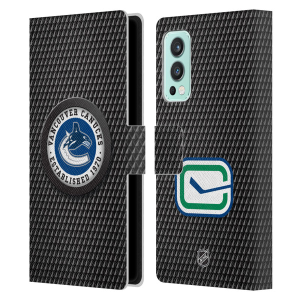 NHL Vancouver Canucks Puck Texture Leather Book Wallet Case Cover For OnePlus Nord 2 5G