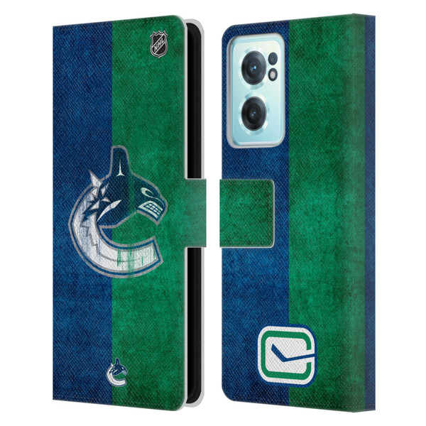 NHL Vancouver Canucks Half Distressed Leather Book Wallet Case Cover For OnePlus Nord CE 2 5G