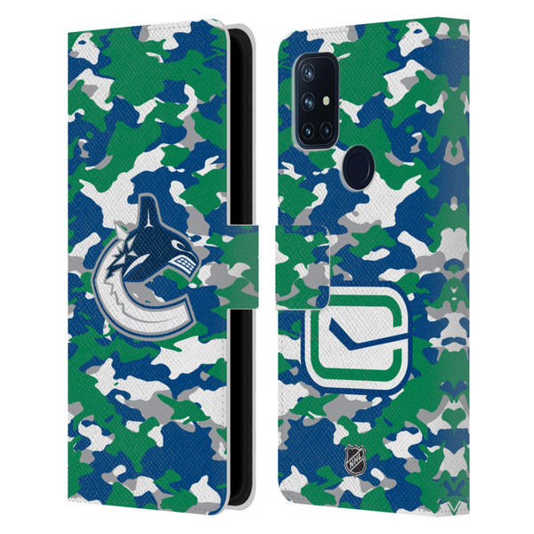 NHL Vancouver Canucks Camouflage Leather Book Wallet Case Cover For OnePlus Nord N10 5G