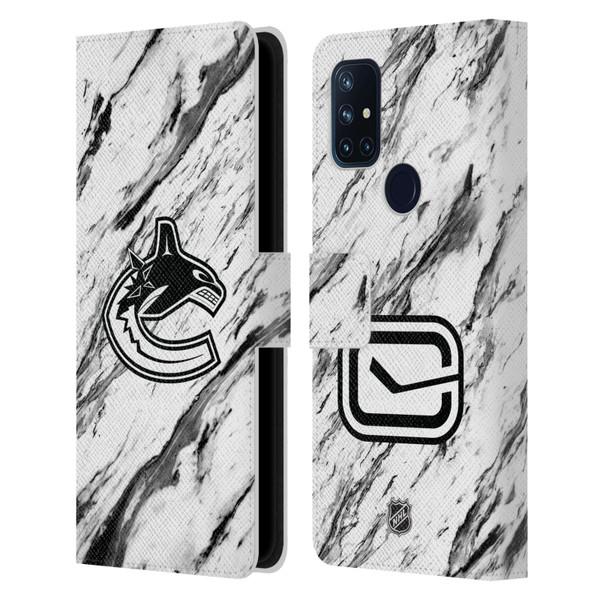 NHL Vancouver Canucks Marble Leather Book Wallet Case Cover For OnePlus Nord N10 5G