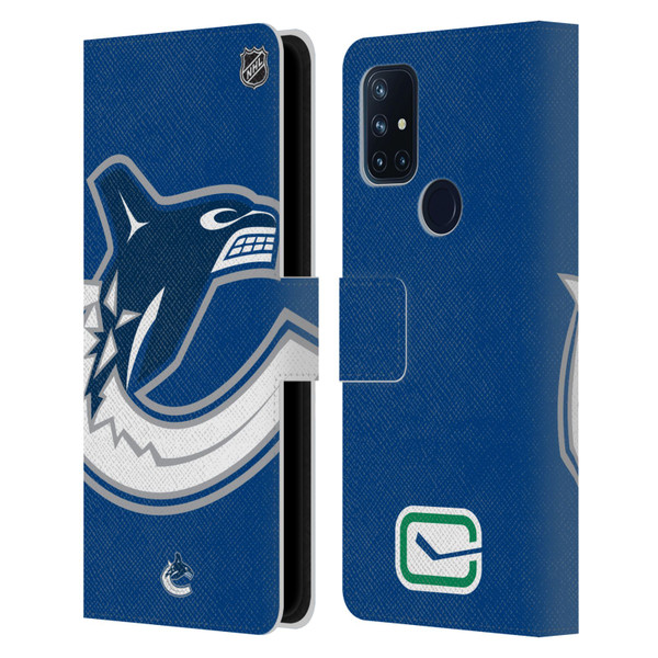 NHL Vancouver Canucks Oversized Leather Book Wallet Case Cover For OnePlus Nord N10 5G