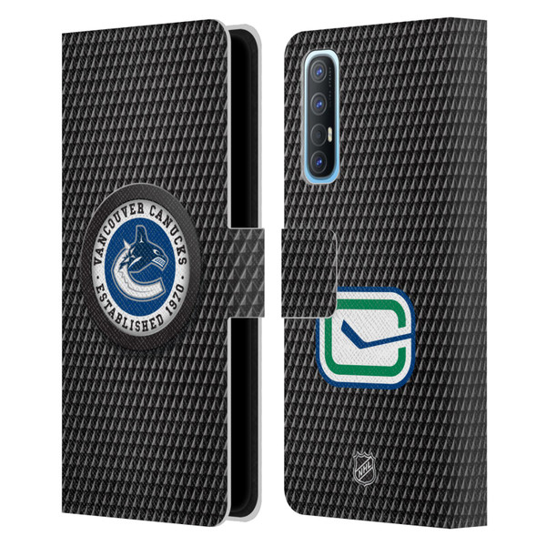 NHL Vancouver Canucks Puck Texture Leather Book Wallet Case Cover For OPPO Find X2 Neo 5G