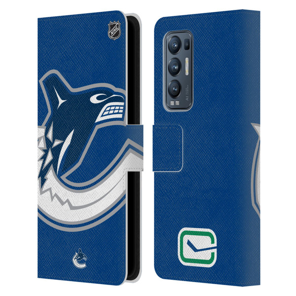 NHL Vancouver Canucks Oversized Leather Book Wallet Case Cover For OPPO Find X3 Neo / Reno5 Pro+ 5G