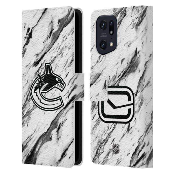 NHL Vancouver Canucks Marble Leather Book Wallet Case Cover For OPPO Find X5