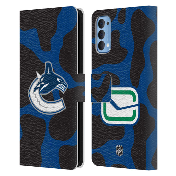 NHL Vancouver Canucks Cow Pattern Leather Book Wallet Case Cover For OPPO Reno 4 5G