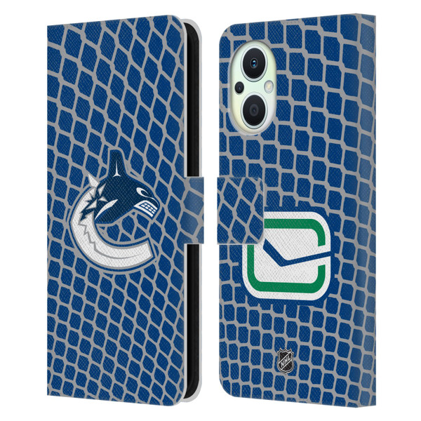 NHL Vancouver Canucks Net Pattern Leather Book Wallet Case Cover For OPPO Reno8 Lite