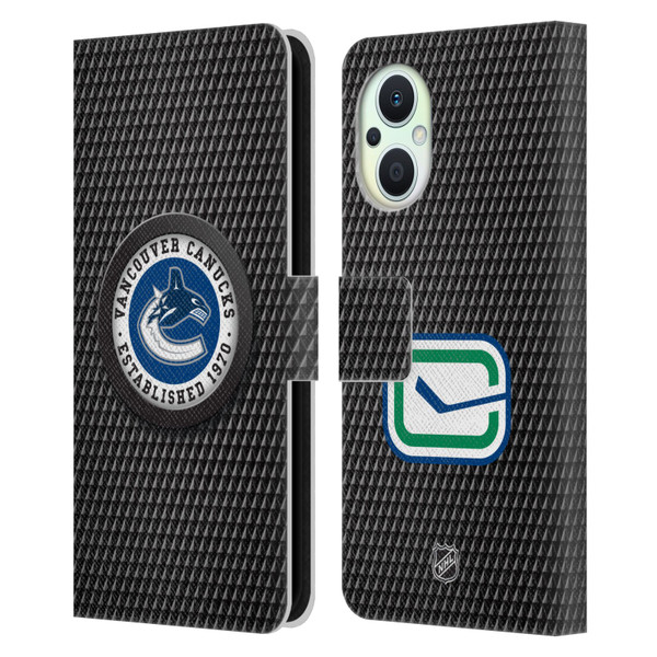 NHL Vancouver Canucks Puck Texture Leather Book Wallet Case Cover For OPPO Reno8 Lite