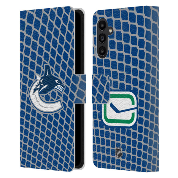 NHL Vancouver Canucks Net Pattern Leather Book Wallet Case Cover For Samsung Galaxy A13 5G (2021)