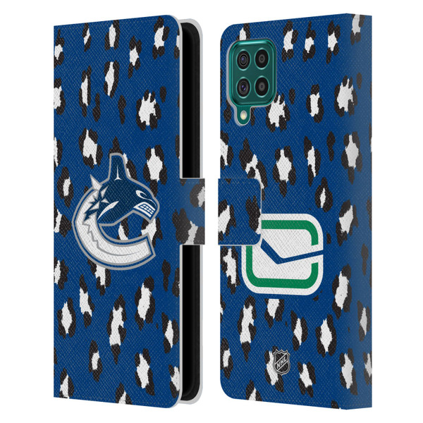 NHL Vancouver Canucks Leopard Patten Leather Book Wallet Case Cover For Samsung Galaxy F62 (2021)