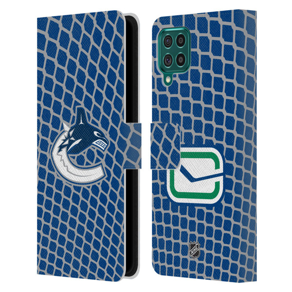 NHL Vancouver Canucks Net Pattern Leather Book Wallet Case Cover For Samsung Galaxy F62 (2021)