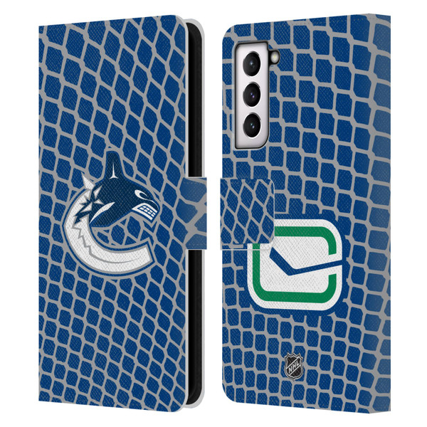 NHL Vancouver Canucks Net Pattern Leather Book Wallet Case Cover For Samsung Galaxy S21 5G
