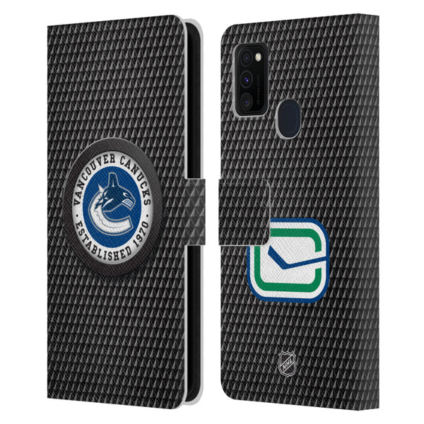 NHL Vancouver Canucks Puck Texture Leather Book Wallet Case Cover For Samsung Galaxy M30s (2019)/M21 (2020)