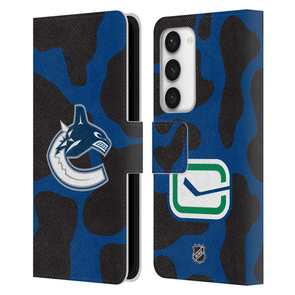 NHL Vancouver Canucks Cow Pattern Leather Book Wallet Case Cover For Samsung Galaxy S23 5G