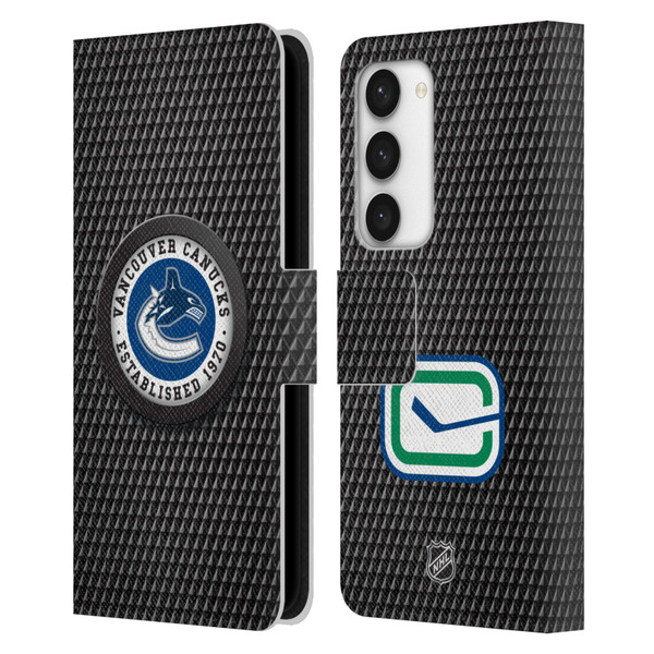 NHL Vancouver Canucks Puck Texture Leather Book Wallet Case Cover For Samsung Galaxy S23 5G