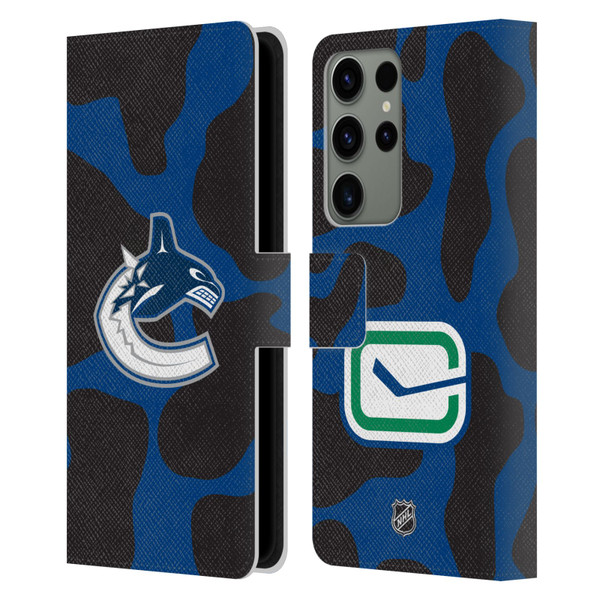 NHL Vancouver Canucks Cow Pattern Leather Book Wallet Case Cover For Samsung Galaxy S23 Ultra 5G