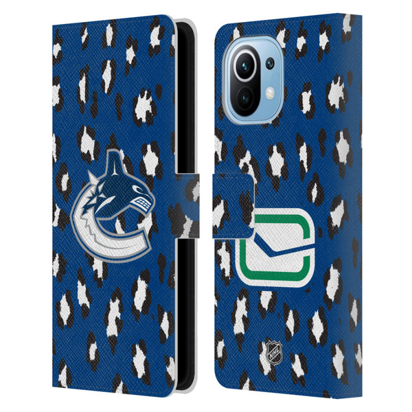 NHL Vancouver Canucks Leopard Patten Leather Book Wallet Case Cover For Xiaomi Mi 11
