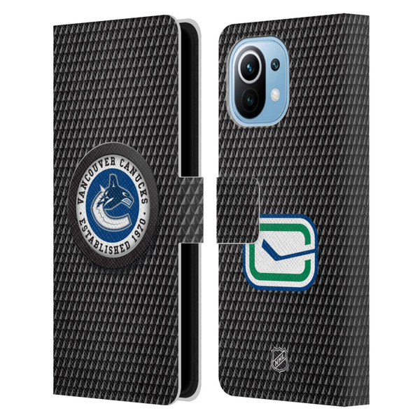 NHL Vancouver Canucks Puck Texture Leather Book Wallet Case Cover For Xiaomi Mi 11