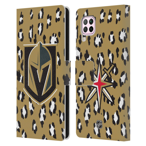 NHL Vegas Golden Knights Leopard Patten Leather Book Wallet Case Cover For Huawei Nova 6 SE / P40 Lite