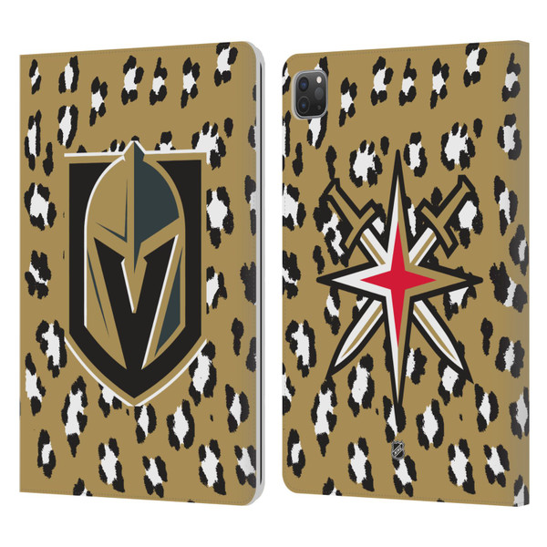 NHL Vegas Golden Knights Leopard Patten Leather Book Wallet Case Cover For Apple iPad Pro 11 2020 / 2021 / 2022