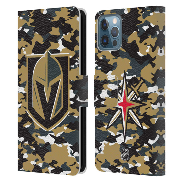 NHL Vegas Golden Knights Camouflage Leather Book Wallet Case Cover For Apple iPhone 12 / iPhone 12 Pro