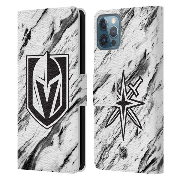 NHL Vegas Golden Knights Marble Leather Book Wallet Case Cover For Apple iPhone 12 / iPhone 12 Pro